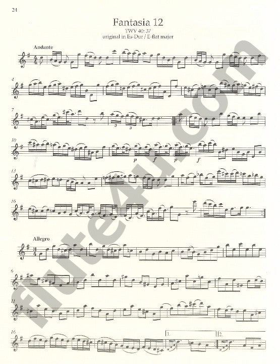 Telemann, GP :: Zwolf Fantasien fur Viola da Gamba, TWV 40: 26-37 [Twelve Fantasias for Viola da Gamba, TWV 40: 26-37]