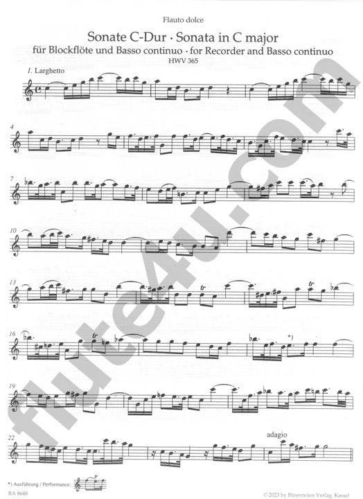 Handel, GF :: Sonate C-Dur [Sonata in C major], HWV 365