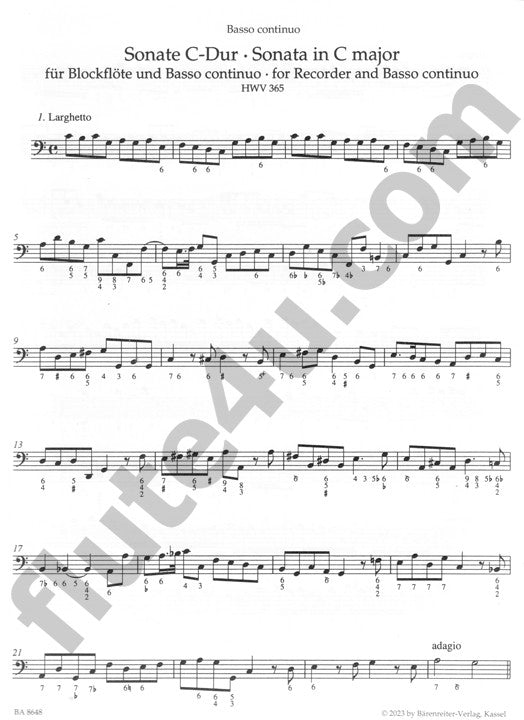 Handel, GF :: Sonate C-Dur [Sonata in C major], HWV 365