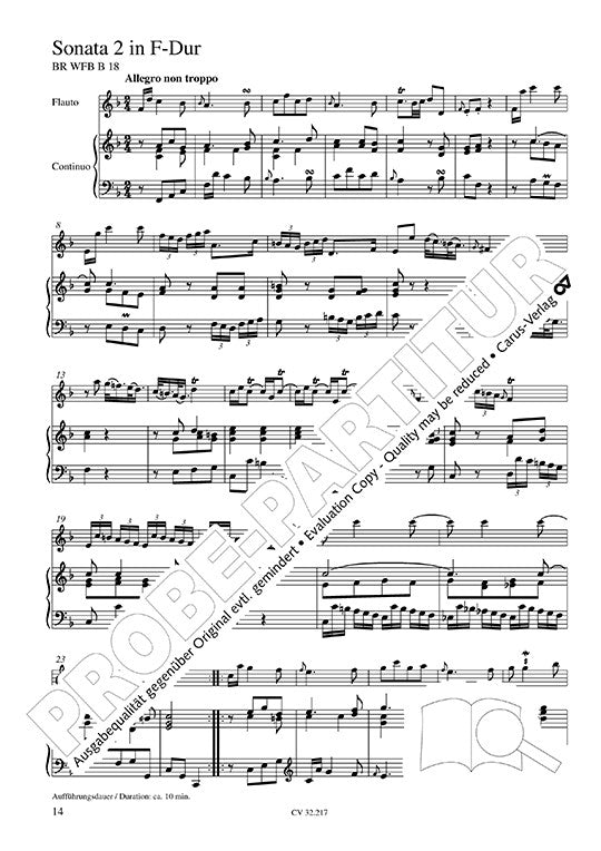 Bach, WF :: Zwei Sonaten in e-Moll und F-Dur [Two Sonatas in e minor and F Major] BR-WFB 17 und 18