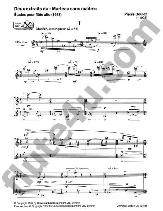 Boulez, P :: Deux extraits du 'Marteau sans maitre'