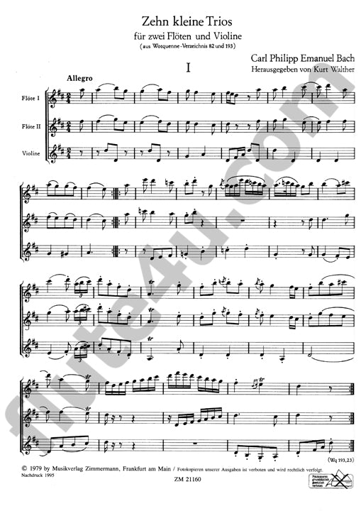 Bach, CPE :: Zehn Kleine Trios [Ten Little Trios]