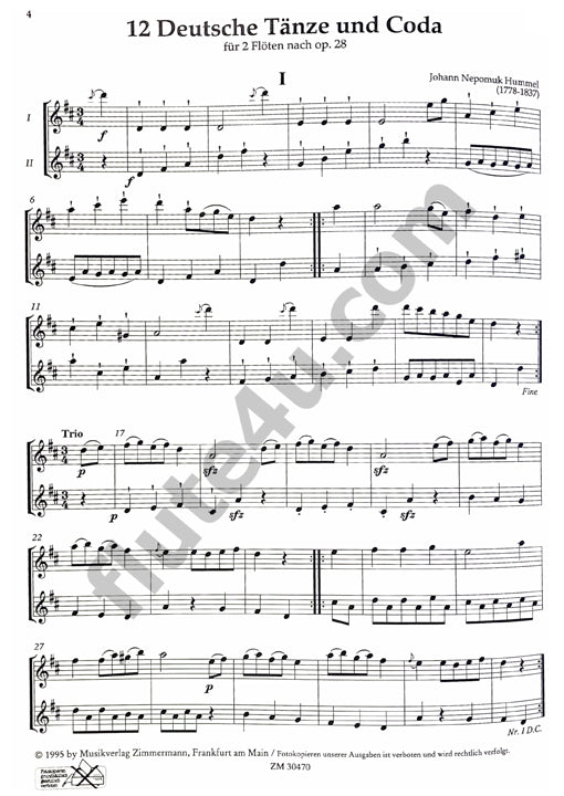 Hummel, JN :: 12 Deutsche Tanze und Coda nach op. 28 [12 German Dances and Coda after op. 28]