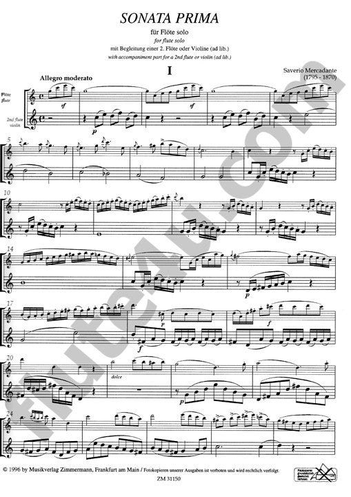 Mercadante, S :: Sonata Prima C-Dur [First Sonata in C major]