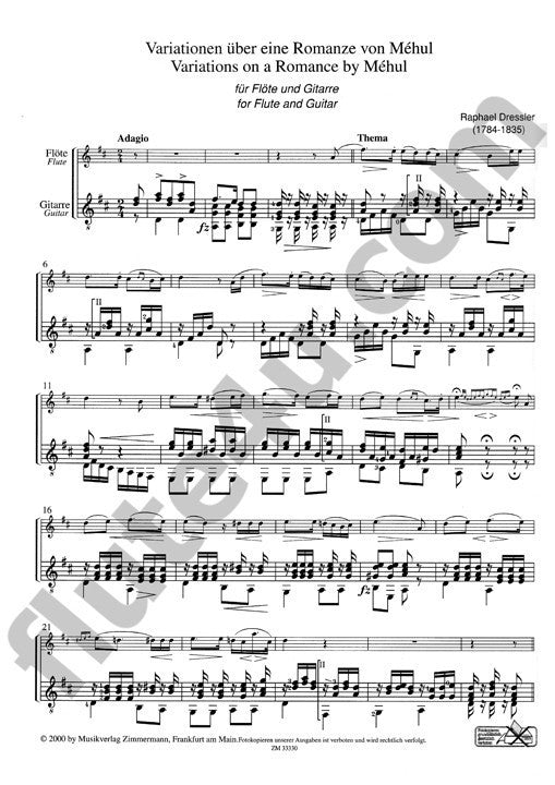 Dressler, R :: Variationen uber eine Romanze von Mehul [Variations on a Romance by Mehul]