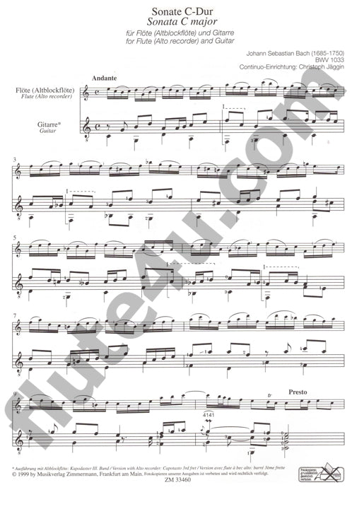 Bach, JS :: Sonate C-Dur BWV 1033 [Sonata in C Major BWV 1033]