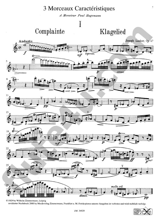 Lauber, J :: Werke fur Flote Solo [Works for Solo Flute]