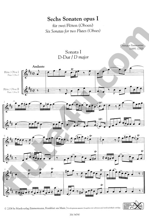 Sammartini, G :: Sechs Sonaten op. 1 [Six Sonatas op. 1]