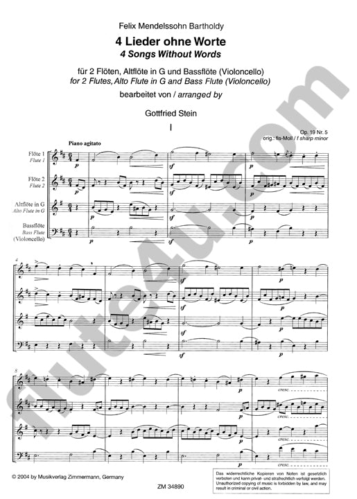 Mendelssohn, F :: 4 Lieder ohne Worte [4 Songs Without Words]