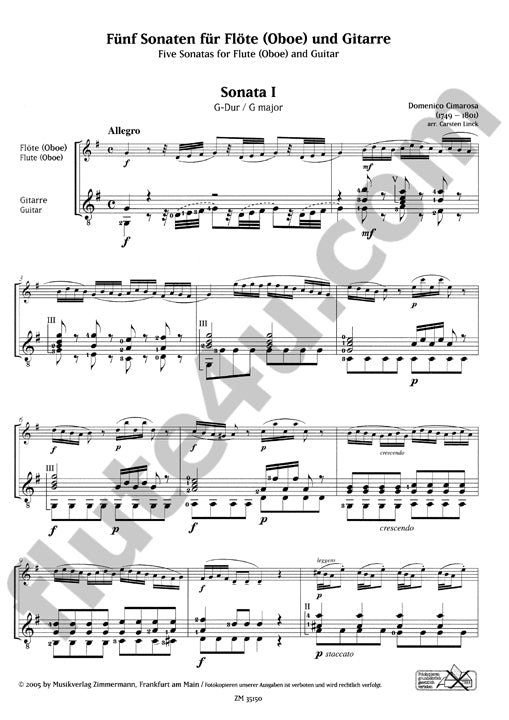 Cimarosa, D :: Funf Sonaten Heft I [Five Sonatas Volume 1]