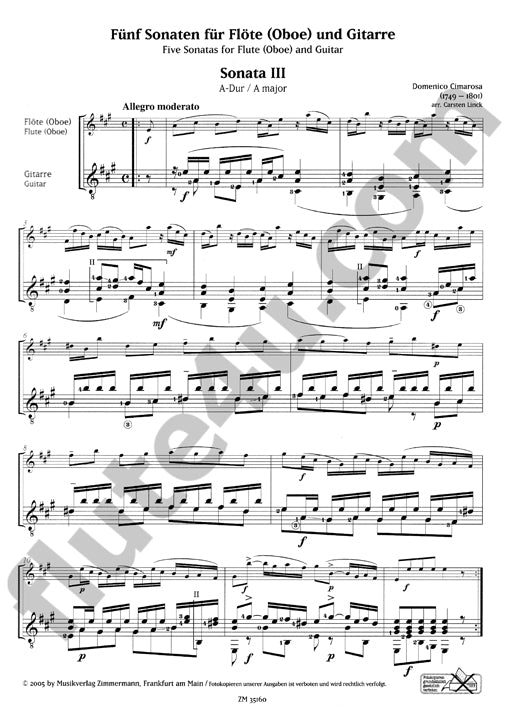 Cimarosa, D :: Funf Sonaten Heft 2 [Five Sonatas Volume 2]