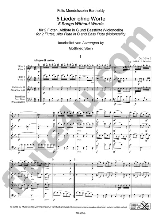 Mendelssohn, F :: 5 Lieder ohne Worte [5 Songs Without Words]