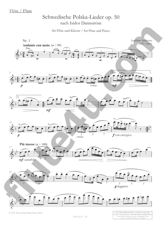 Andersen, J :: Schwedische Polska-Lieder op. 50 nach Isidor Dannström [Swedish Polska Songs based on Isidor Dannstrom]