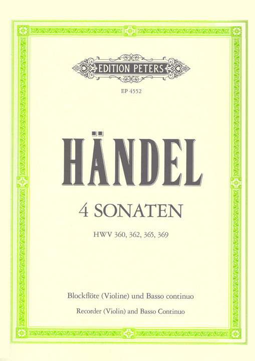 Handel, GF :: 4 Sonaten HWV 360, 362, 365, 369 [4 Sonatas HWV 360, 362, 365, 369]