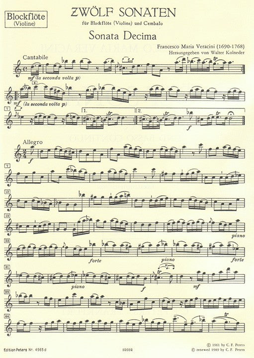 Veracini, FM :: 12 Sonaten IV [12 Sonatas Op. 1 Vol. 4]