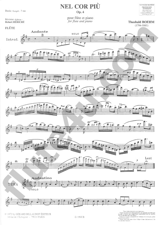 Boehm, T :: Nel cor piu op. 4