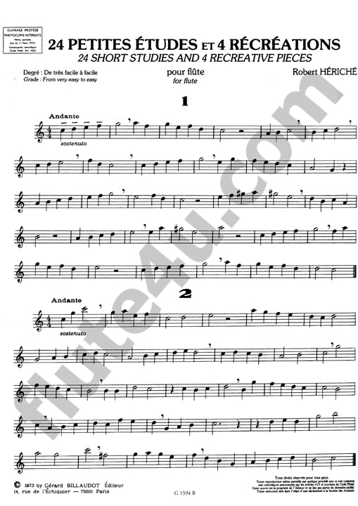 Heriche, R :: 24 Petites Etudes et 4 Recreations [24 Short Studies and 4 Recreative Pieces]