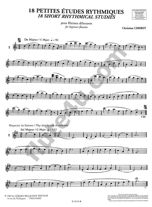 Cheret, C :: 18 petites etudes rythmiques [18 short rhythmical studies]