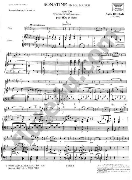 Dvorak, A :: Sonatine en Sol Majeur op. 100 [Sonatine in G Major op. 100]