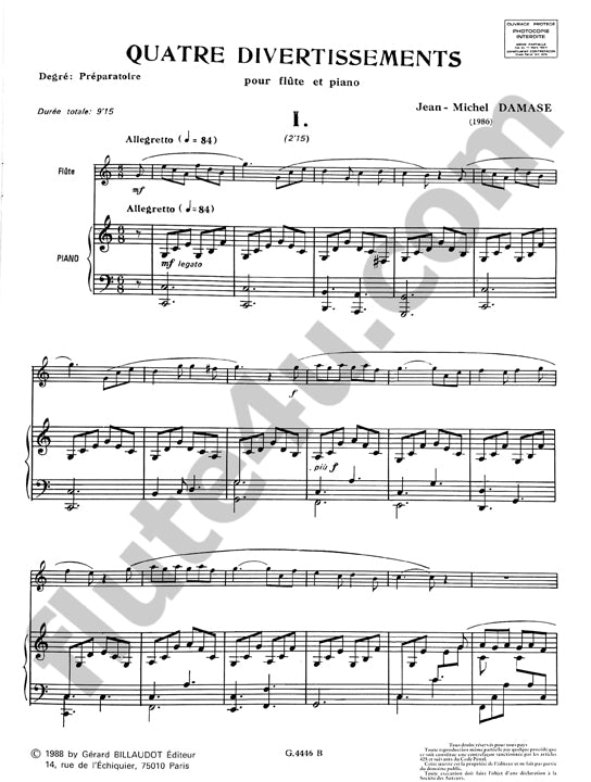Damase, J-M :: Quatre Divertissements
