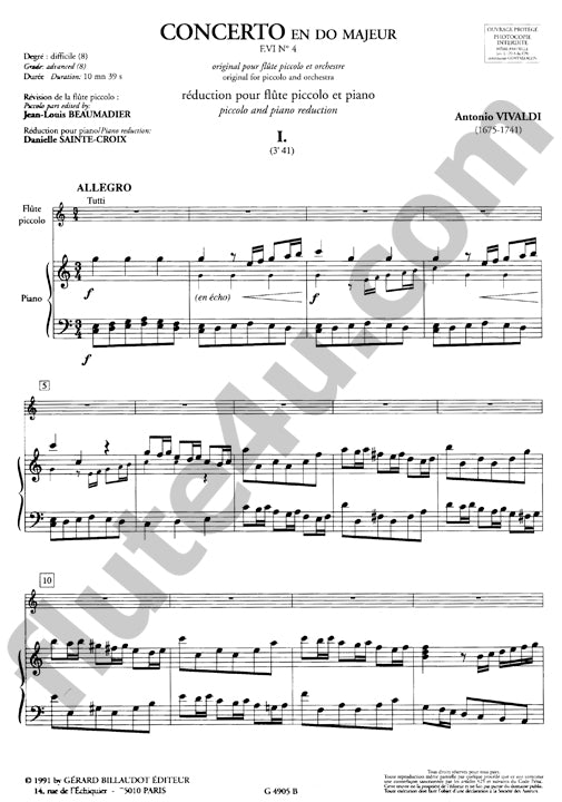 Vivaldi, A :: Concerto en Do Majeur F. VI No. 4 [Concerto in C major  F. VI No. 4]