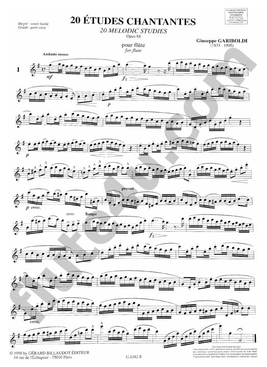Gariboldi, G :: 20 Etudes Chantantes op. 88 [20 Melodic Studies op. 88]