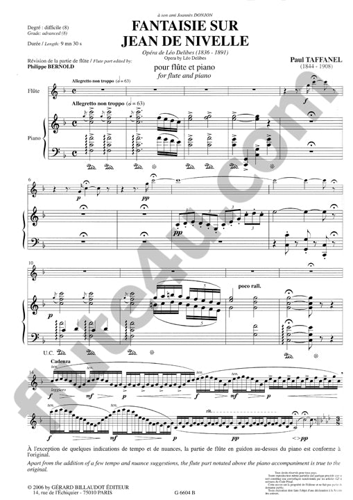 Taffanel, P :: Fantaisie sur Jean de Nivelle [Fantasy on Jean de Nivelle]