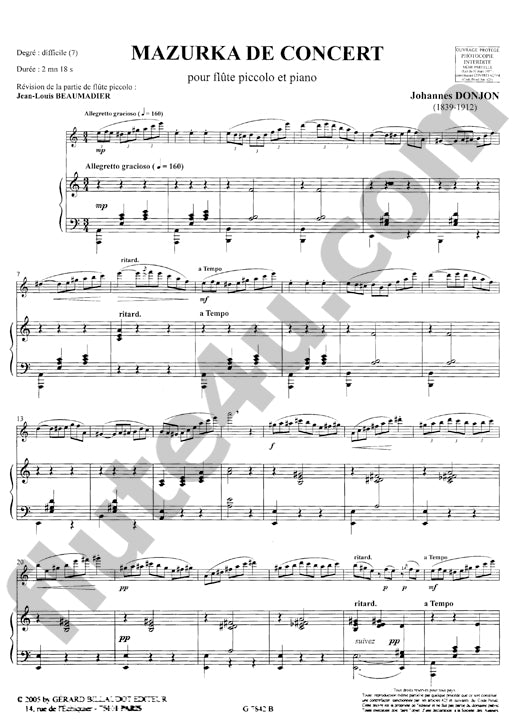 Donjon, J :: Mazurka de concert