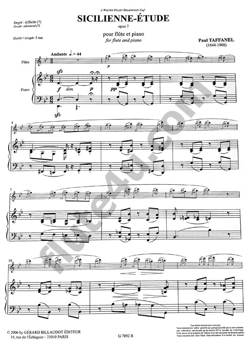 Taffanel, P :: Sicilienne etude op. 7