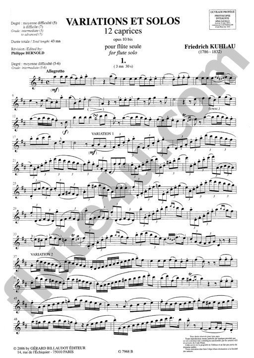 Kuhlau, F :: Variations et Solos op. 10
