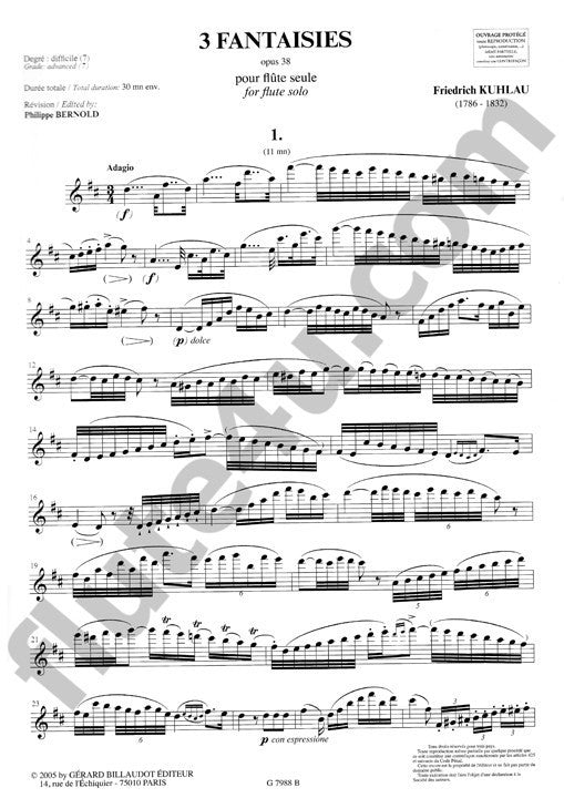 Kuhlau, F :: Trois Fantaisies op. 38 [Three Fantasies op. 38]