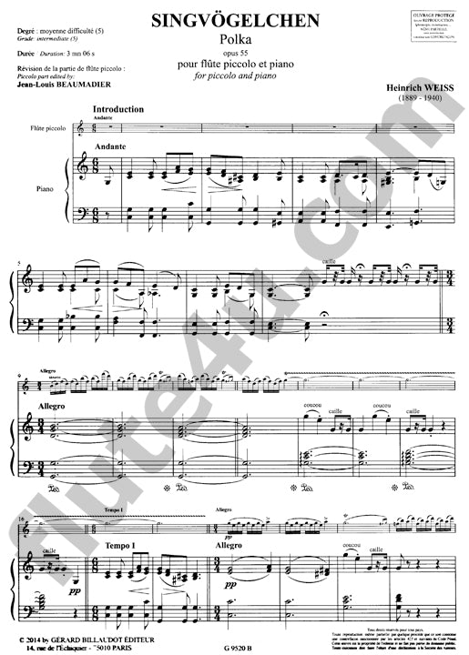 Weiss, H :: Singvogelchen [Polka opus 55]
