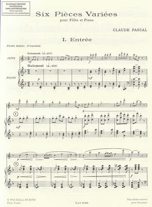 Pascal, C :: Six Pieces Variees