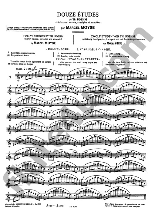 Boehm, T :: Douze Etudes de Th. Boehm [Twelve Studies by Th. Boehm]