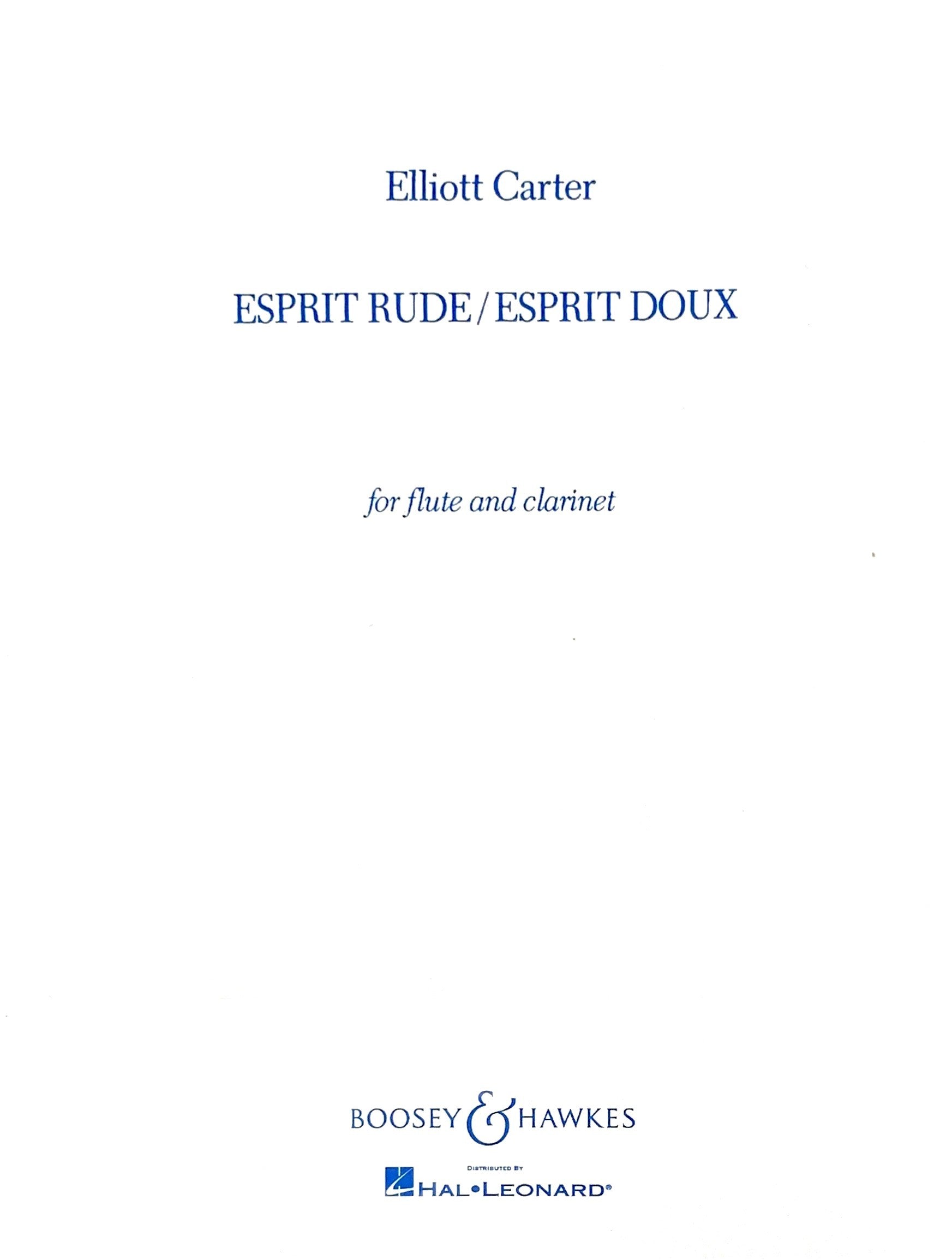Carter, E :: Esprit Rude/Esprit Doux [Rough Breathing/Smooth Breathing]