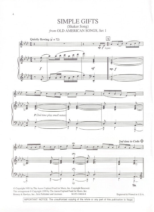 Copland, A :: Copland Instrumental Album: Piano Accompaniment