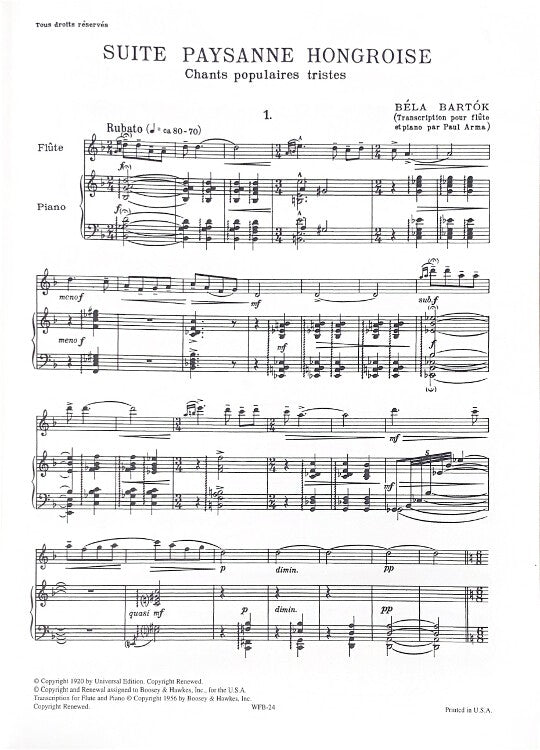 Bartok, B :: Suite Paysanne Hongroise