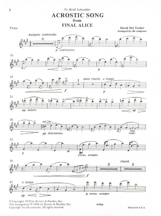 del Tredici, D :: Acrostic Song
