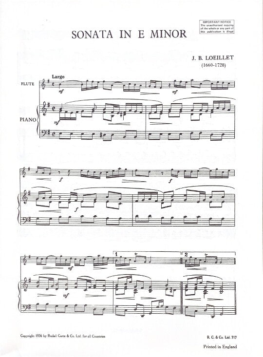 Loeillet, JB :: Sonata in E minor