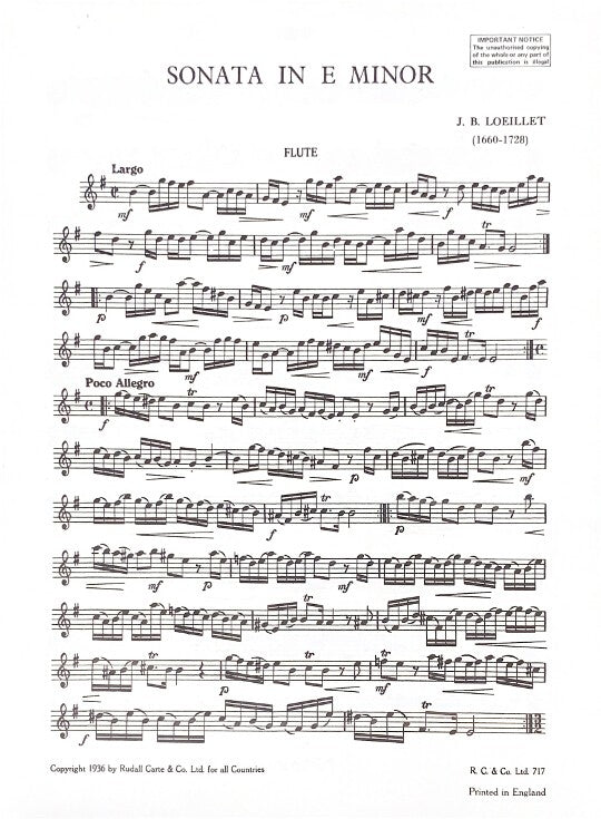 Loeillet, JB :: Sonata in E minor