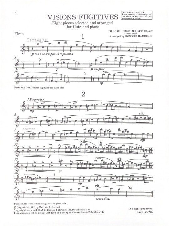Prokofiev, S :: Visions Fugitives [Glimpses] op. 22