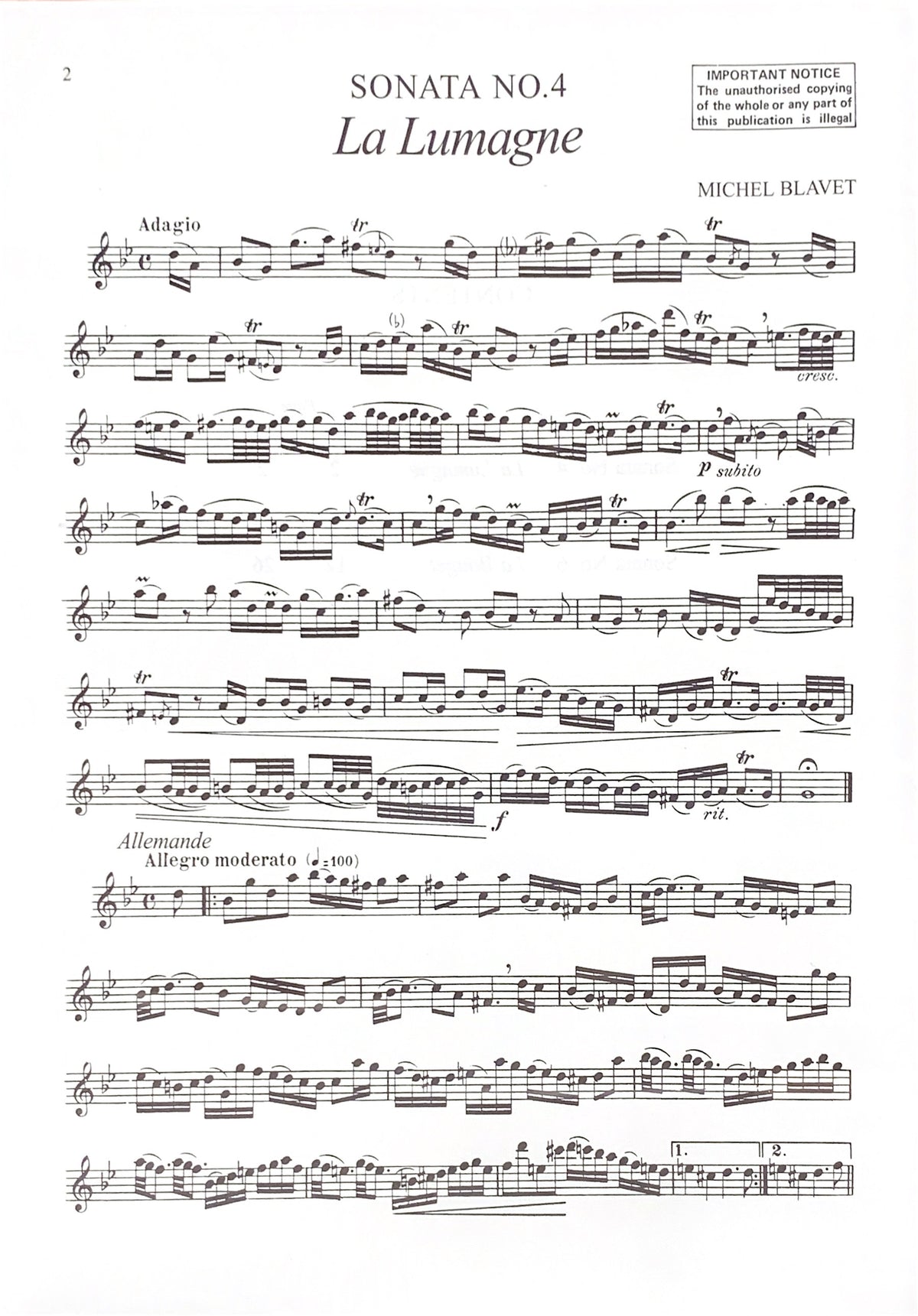 Blavet, M :: Six Sonatas, op. 2 - Book 2: Sonatas 4-6
