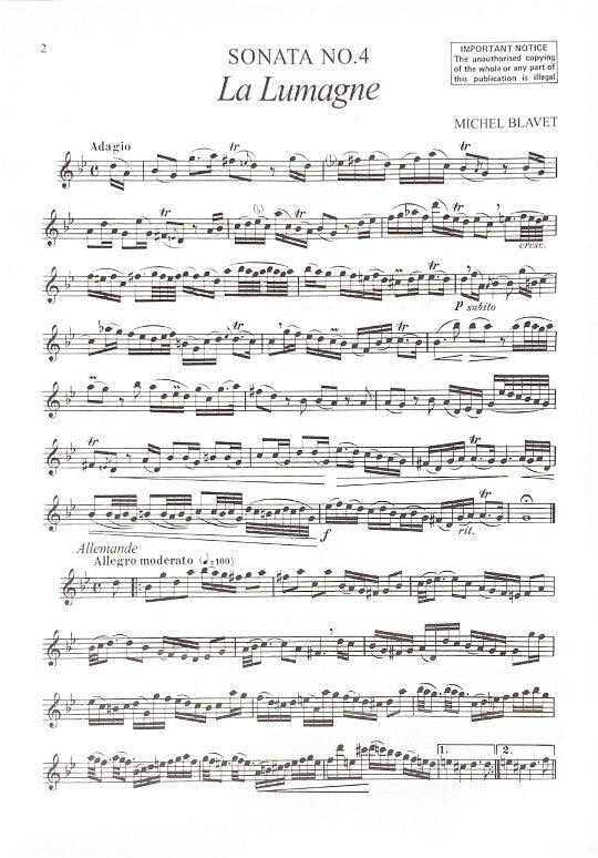 Blavet, M :: Six Sonatas, op. 2 - Book 2: Sonatas 4-6
