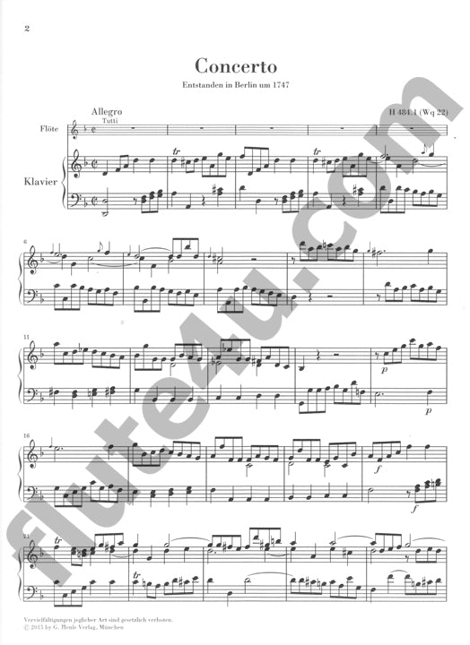 Bach, CPE :: Flotenkonzert d-moll [Flute Concerto in d minor]