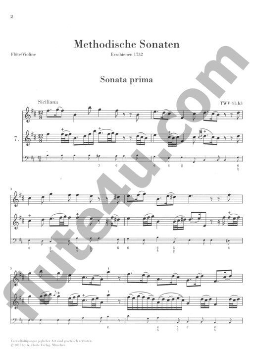 Telemann, GP :: Methodische Sonaten fur Flote oder Violine und Continuo - Band 2 [Methodical Sonatas for Flute or Violin and Continuo - Volume 2]