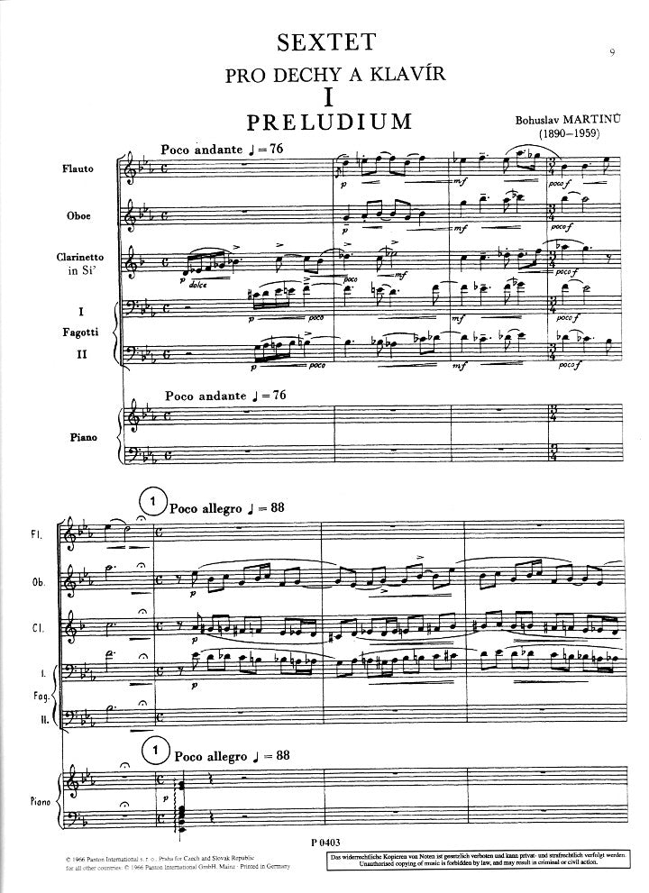 Martinu, B :: Sextet
