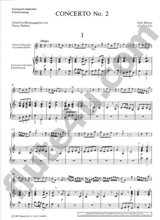 Baston, J :: Concerto No. 2 in C Major