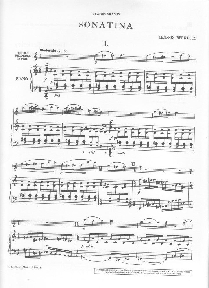Berkeley, L :: Sonatina, op. 13