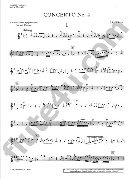Baston, J :: Concerto No. 4 in G Major