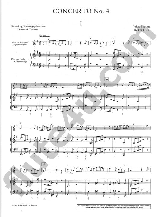 Baston, J :: Concerto No. 4 in G Major